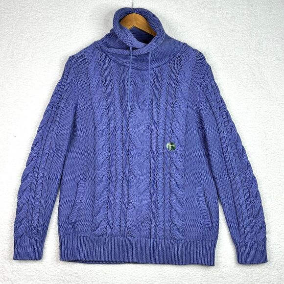 LL Bean Double L Mixed Cable Sweater Womens Sz L Larkspur Funnel Neck Cozy NWT - Picture 15 of 15